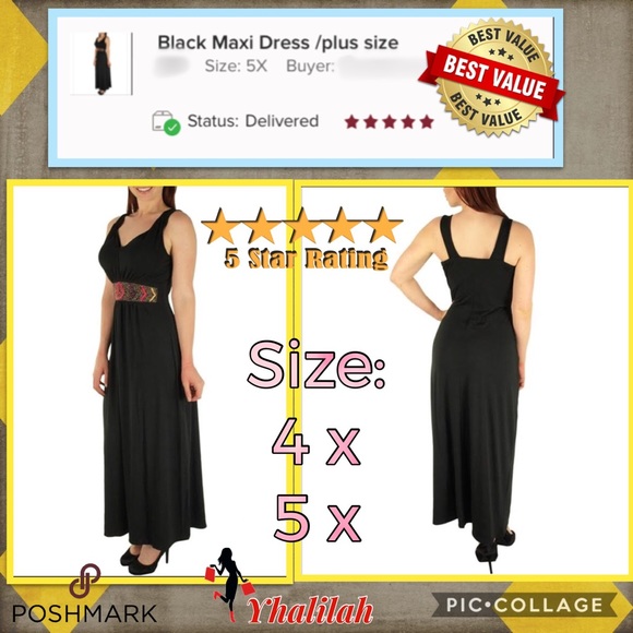 Black Maxi Dress /plus size - Picture 1 of 4